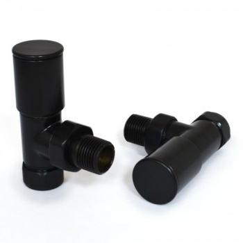 Milan Angled Jet Black Radiator Valves (Pair)